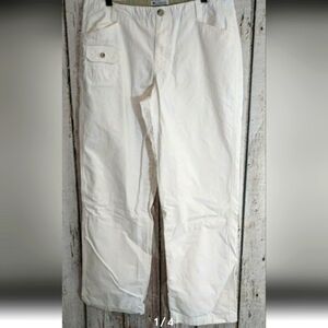 Columbia Size 14 Casual Straight Leg Chino Pants White khaki casual slacks euc